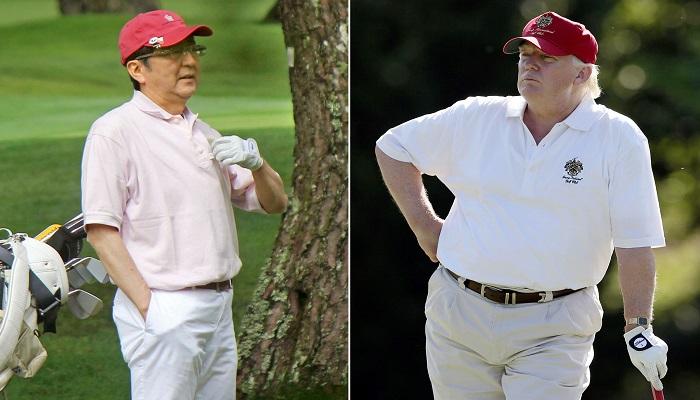 ترامب يمينا وآبي يسارا