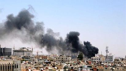 سقوط قذيفة هاون في أحد المباني بسوريا (أرشيف)