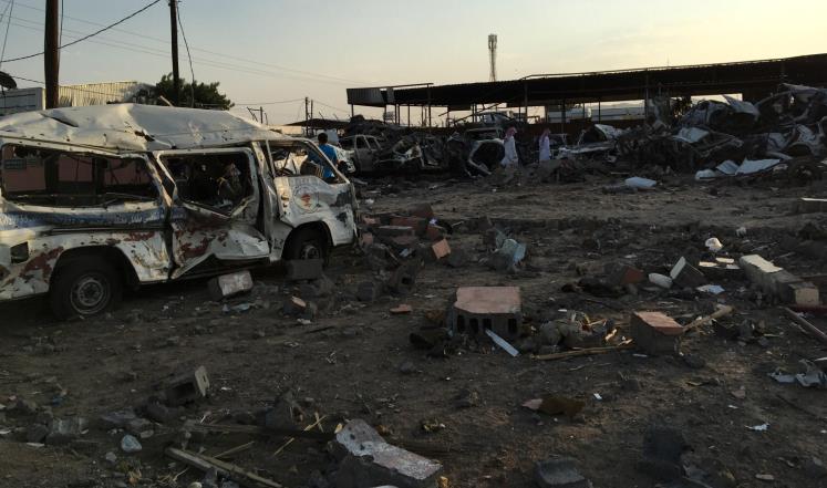 آثار قصف حوثي سابق على نجران جنوبي السعودية (رويترز-أرشيف)