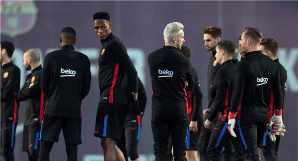 جانب من تدريبات برشلونة