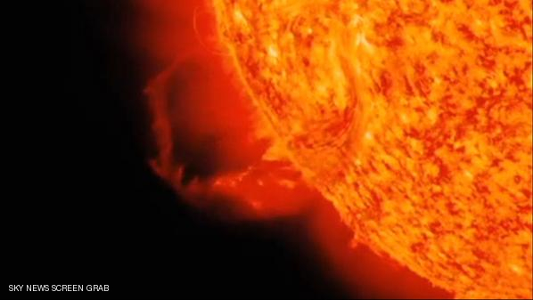 عاصفة شمسية معتدلة كما ظهرت في فيلم من تصوير وكالة ناسا