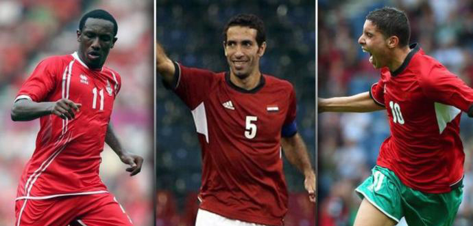 من اليمين: برادة "المغرب", أبو تريكة "مصر", خليل "الإمارات