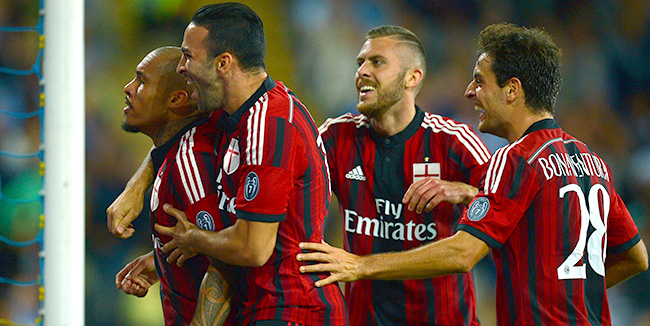 فرحة لاعبي ميلان بالفوز