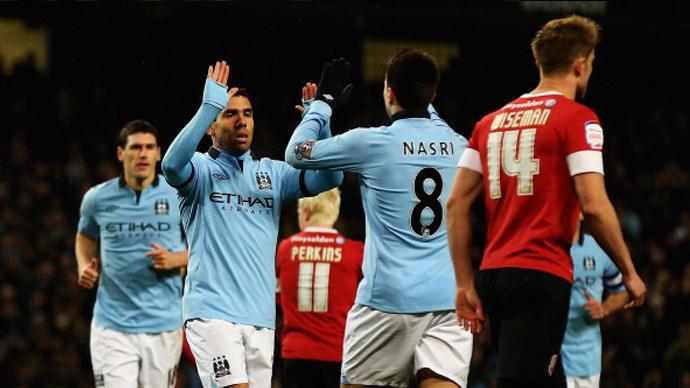 فرحة لاعبي مانشستر سيتي